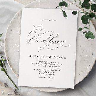 Delicate Airy | Classic Black and White Wedding Invitation