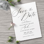 Delicate Airy Script | Classic Black and White Save The Date<br><div class="desc">Simple and elegant save the dates featuring "Save the Date" text in a vintage-inspired script. Black font on a crisp white background.</div>