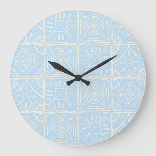 Delicate Amalfi style tile seamless pattern Large Clock (Front)