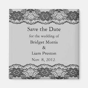 Delicate and Lacy Save the Date Magnet (grey)