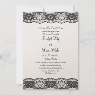 Delicate and Lacy Wedding Invitation - champagne