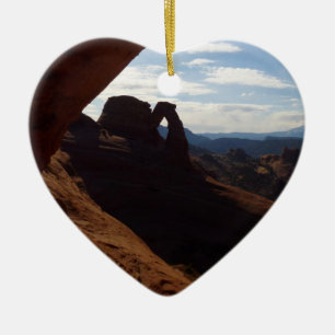 Delicate Arch through Rock Window at Arches Ceramic Tree Decoration