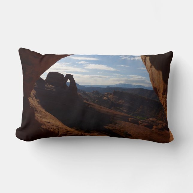 Delicate Arch through Rock Window at Arches Lumbar Cushion (Front)