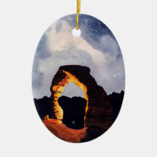Delicate Arch Watercolor Painting, Personalise it Ceramic Ornament