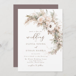 Delicate Autumn Floral Wedding Invitation