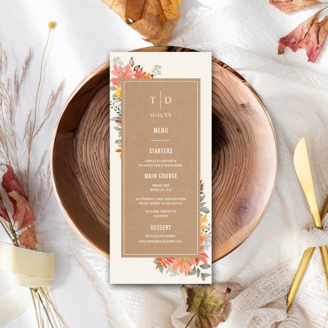 Delicate Autumn Foliage Wedding Menu (Creator Uploaded)