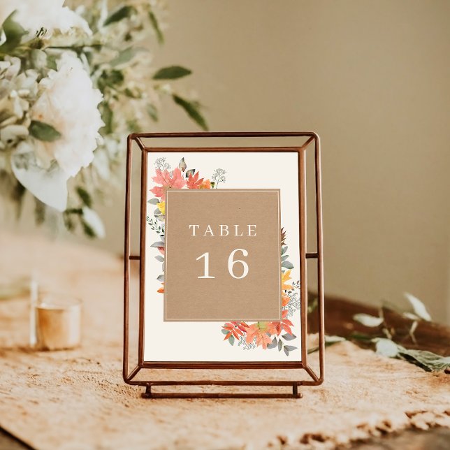 Delicate Autumn Foliage Wedding Table Number (Creator Uploaded)