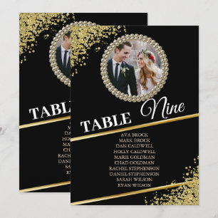 Delicate Beads Elegant Photo Seating Chart Card