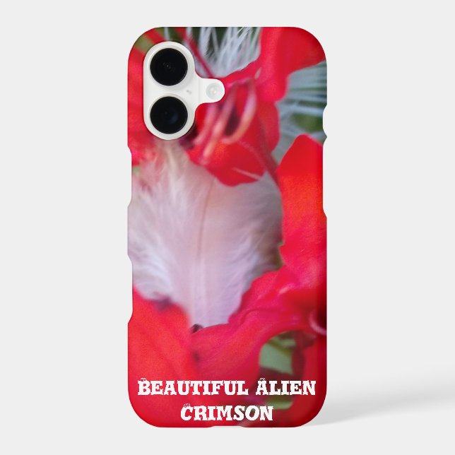 Delicate Beauty | Red Flower with White Feather Ar (Back)