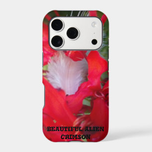 Delicate Beauty Red Flower with White Feather Ar