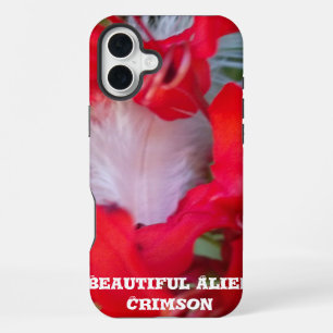 Delicate Beauty Red Flower with White Feather Ar iPhone Case