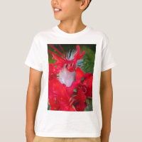 Delicate Beauty: Red Flower with White Feather