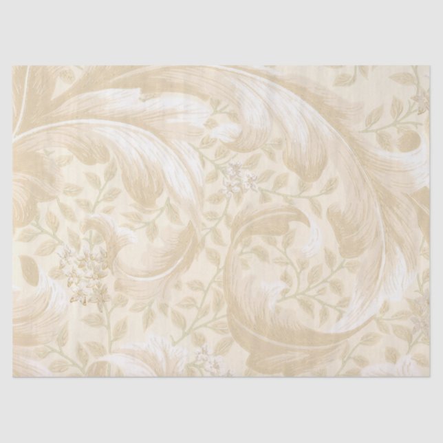 Delicate Beige Acanthus Leaves Tissue Paper (Front)