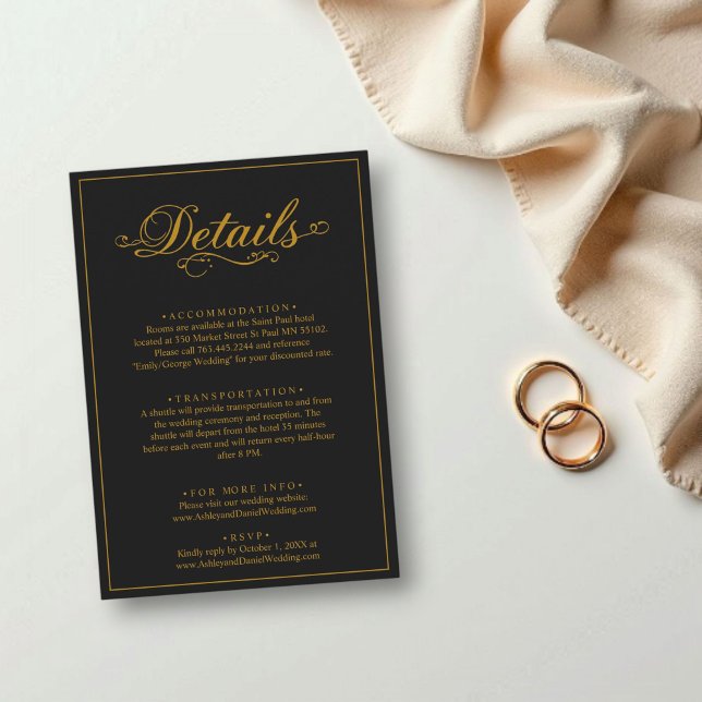 Delicate Black And Gold Script Simple Wedding Enclosure Card (Creator Uploaded)