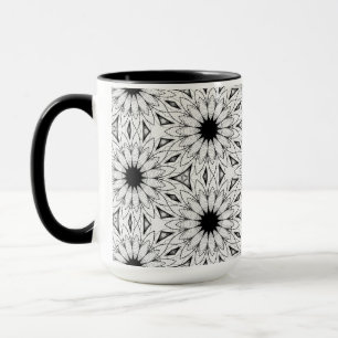 Delicate Black and White Flower Pattern Mug