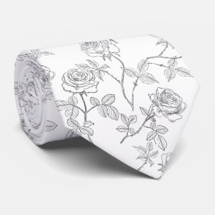 Delicate black and white roses tie