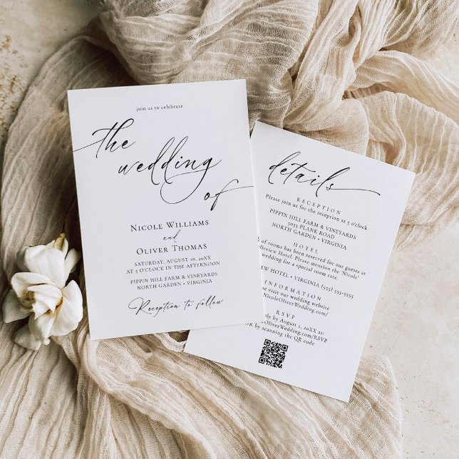 Delicate Black and White Wedding Invitation (Anouk Collection Modern Black and White Wedding Invitation with Details)