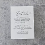 Delicate Black Calligraphy Details Enclosure Card<br><div class="desc">This delicate black calligraphy details enclosure card is perfect for a modern wedding. The romantic minimalist design features lovely and elegant black typography on a white background with a clean and simple look.</div>