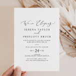 Delicate Black Calligraphy Elopement Reception Invitation<br><div class="desc">This delicate black calligraphy elopement reception invitation is perfect for a modern post elopement party. The romantic minimalist design features lovely and elegant black typography on a white background with a clean and simple look. RSVP cards are sold separately, or you can add RSVP info to the back of the...</div>