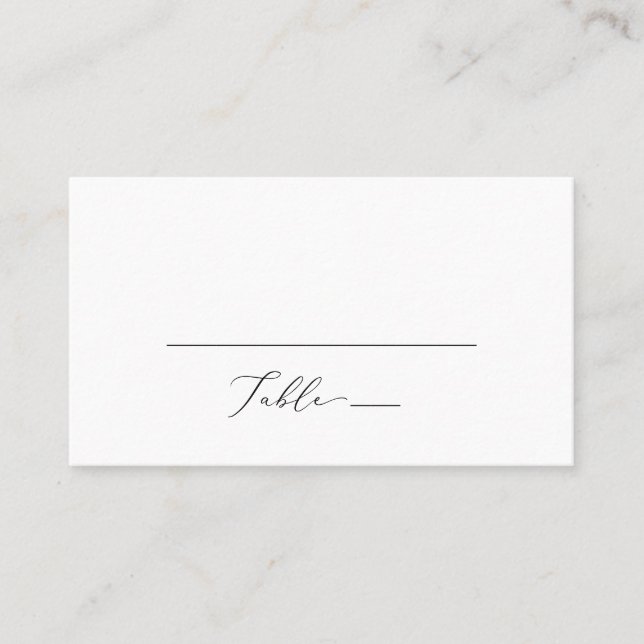 Delicate Black Calligraphy Flat Wedding Place Card (Front)