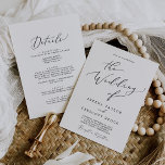 Delicate Black Calligraphy Front and Back Wedding Invitation<br><div class="desc">This delicate black calligraphy front and back wedding invitation is perfect for a modern wedding. The romantic minimalist design features lovely and elegant black typography on a white background with a clean and simple look. Save paper by including the details on the back of the wedding invitation instead of on...</div>