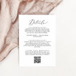 Delicate Black Calligraphy QR Code Details Enclosure Card<br><div class="desc">This delicate black calligraphy qr code details enclosure card is perfect for a modern wedding. The romantic minimalist design features lovely and elegant black typography on a white background with a clean and simple look. Use the QR code to link to your wedding website for additional details, to RSVP, or...</div>