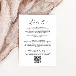 Delicate Black Calligraphy QR Code Details Enclosure Card