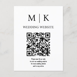 Delicate Black Calligraphy QR Code RSVP Enclosure  Postcard