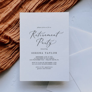 Delicate Black Calligraphy Retirement Party Invitation