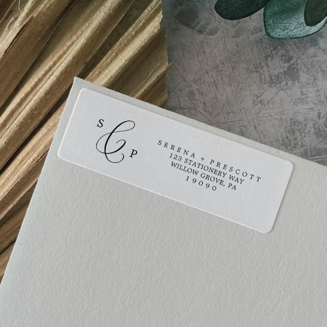 Delicate Black Calligraphy Return Address Label (Creator Uploaded)