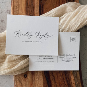 Delicate Black Calligraphy Song RSVP Postcard