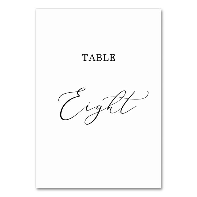 Delicate Black Calligraphy Table Eight Number (Front)