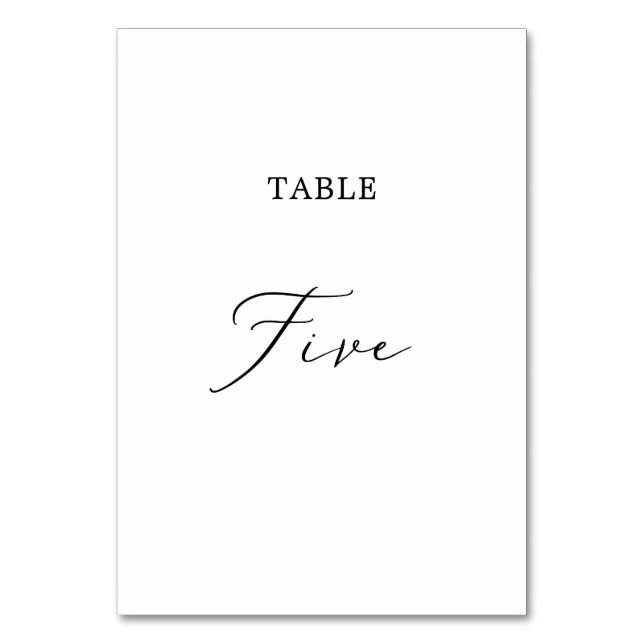 Delicate Black Calligraphy Table Five Table Number (Front)