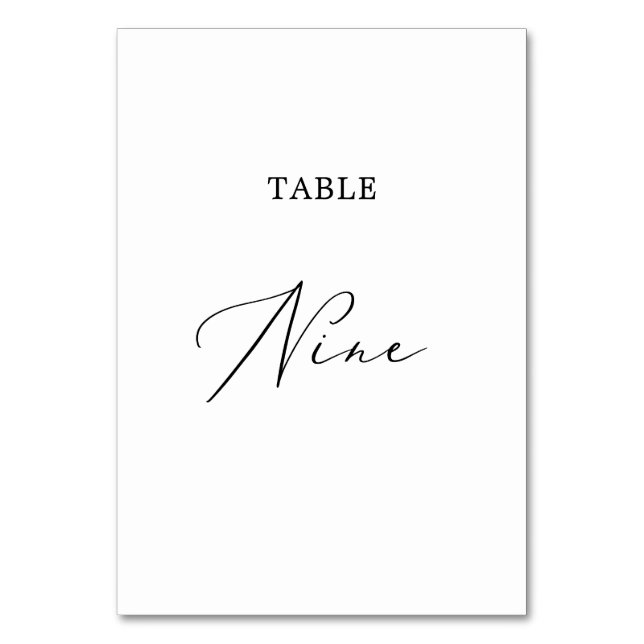 Delicate Black Calligraphy Table Nine Table Number (Front)