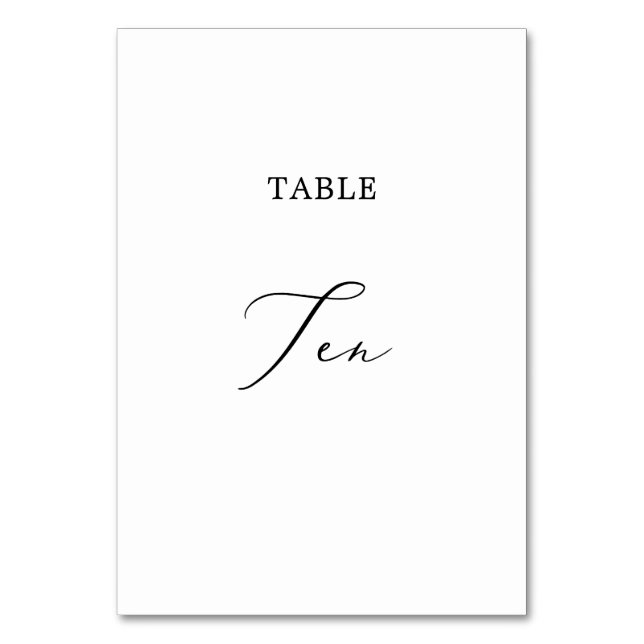 Delicate Black Calligraphy Table Ten Number (Front)