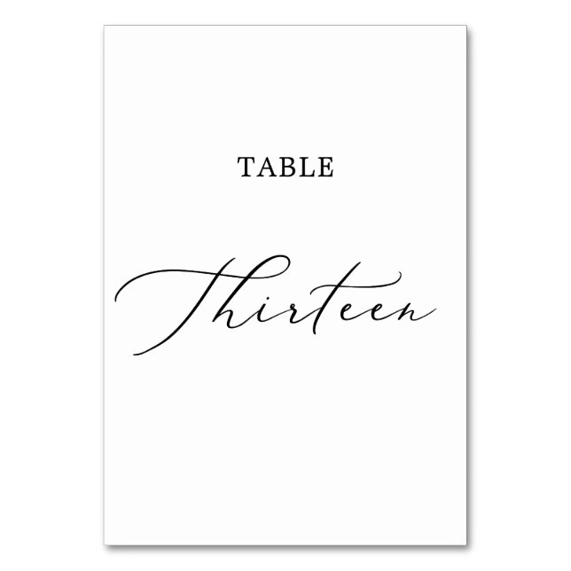 Delicate Black Calligraphy Table Thirteen Number (Front)