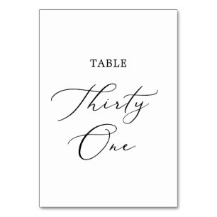 Delicate Black Calligraphy Table Thirty One Number