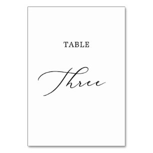 Delicate Black Calligraphy Table Three Number
