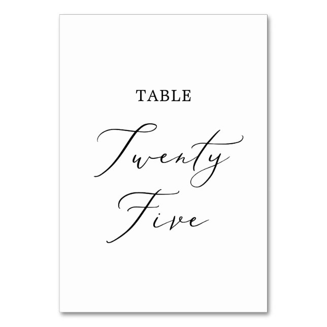 Delicate Black Calligraphy Table Twenty Five Number (Front)