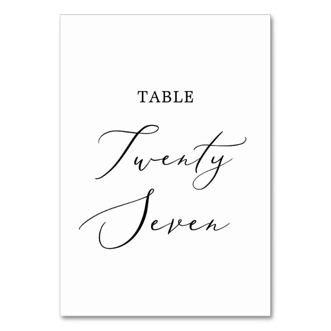 Delicate Black Calligraphy Table Twenty Seven Number (Front)