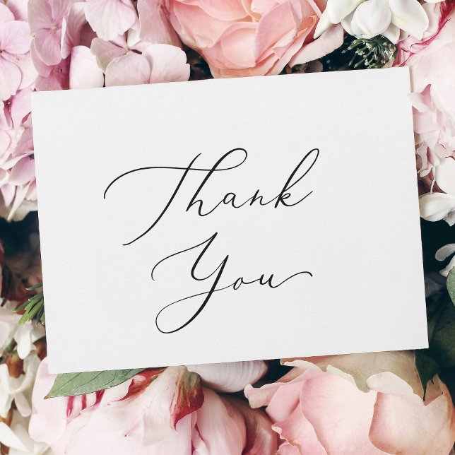 Delicate Black Calligraphy Thank You Card (Creator Uploaded)