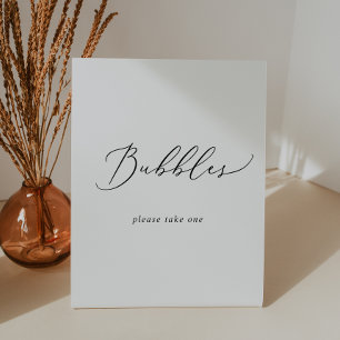 Delicate Black Calligraphy Wedding Bubbles Pedestal Sign