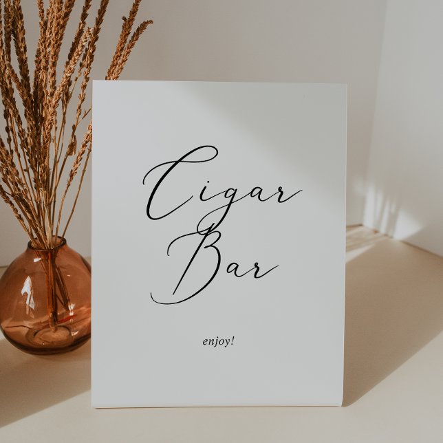 Delicate Black Calligraphy Wedding Cigar Bar Pedestal Sign (Creator Uploaded)