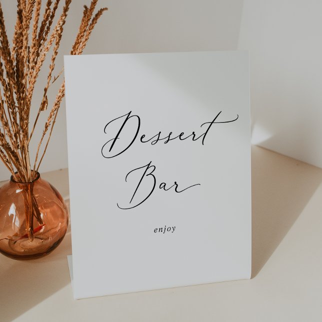 Delicate Black Calligraphy Wedding Dessert Bar Pedestal Sign (Creator Uploaded)