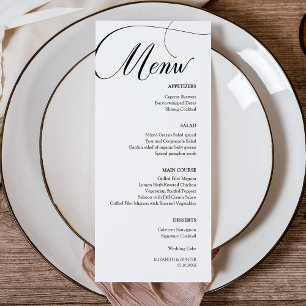 Delicate Black Calligraphy Wedding Dinner Menu