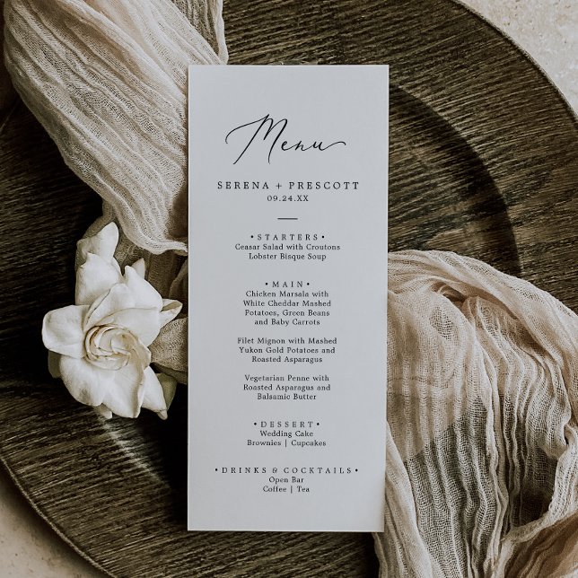 Delicate Black Calligraphy Wedding Dinner Menu (Creator Uploaded)