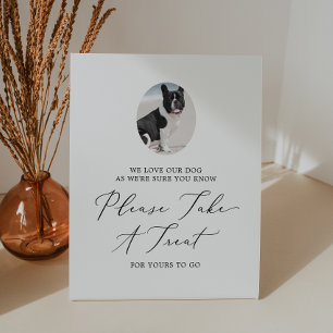 Delicate Black Calligraphy Wedding Dog Treat Favou Pedestal Sign