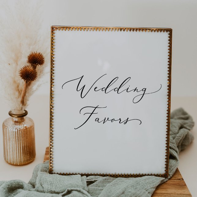 Delicate Black Calligraphy Wedding Favours Poster (Creator Uploaded)