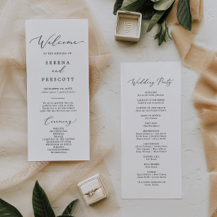 Delicate Black Calligraphy Wedding Party Program