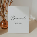 Delicate Black Calligraphy Wedding Reserved Pedestal Sign<br><div class="desc">This delicate black calligraphy wedding reserved pedestal sign is perfect for a modern wedding. The romantic minimalist design features lovely and elegant black typography on a white background with a clean and simple look. Use these signs to reserve chairs or tables at your wedding ceremony,  reception or any event.</div>